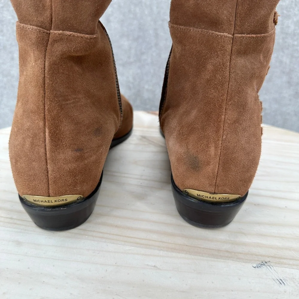 Michael Kors MALIN Over The Knee Boots 9 Suede Grommet Whipstitch Low Heel